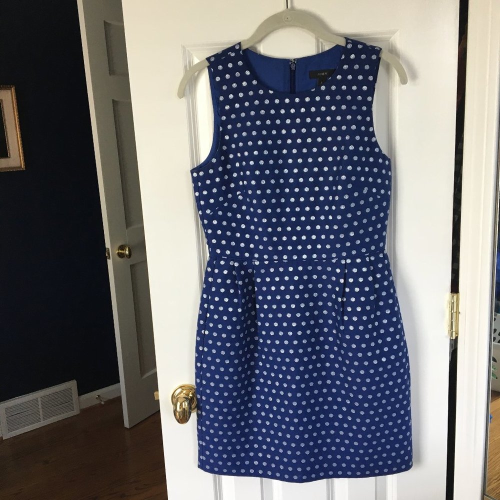 J. Crew Sparkle Dot Navy Polka Dot Cocktail Dress